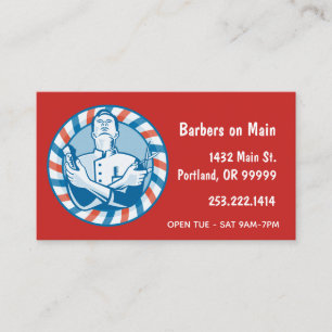 Retro Barber Badge Custom QR Code Business Card