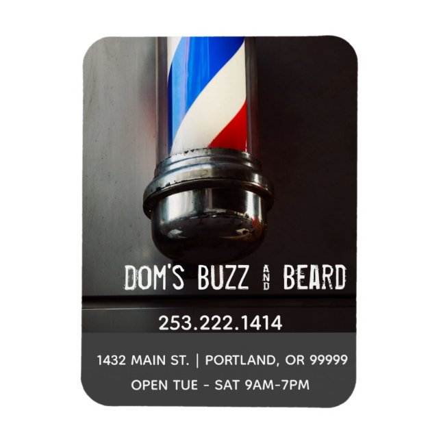 Retro Barber Pole Dark Grey Business  Magnet (Vertical)