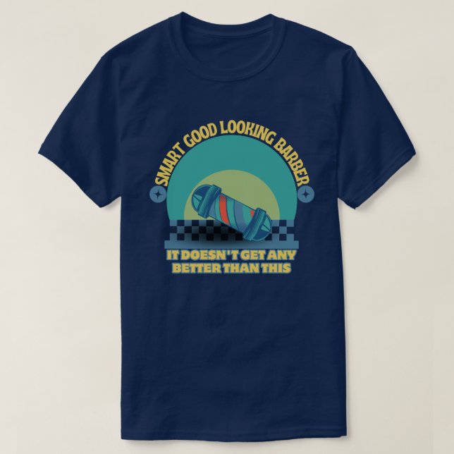 Retro barber pole graphic for men barber mirror T-Shirt (Design Front)