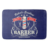 Retro Barber Stylist Work Floor Mat Blue