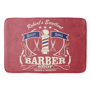 Retro Barber Stylist Work Floor Mat Red Retro