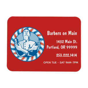 Retro Barbershop Badge Customisable Magnet