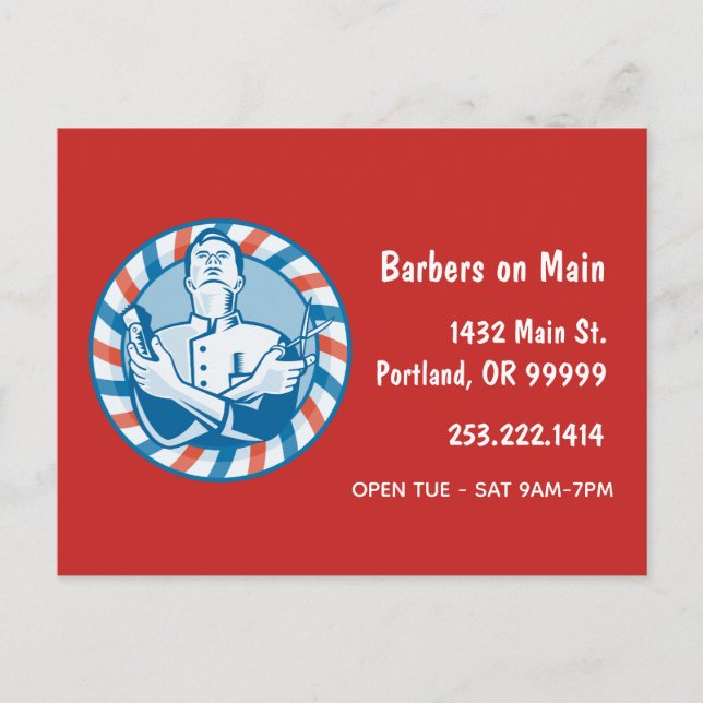 Retro Barbershop Badge Postcard (Front)