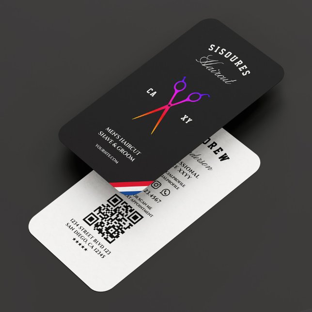 Retro Barbershop Barber Scissors Red White Blue Business Card (Retro Barbershop Barber Scissors Red White Blue Business Card
)