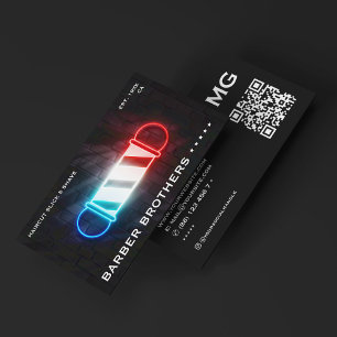 Retro Barbershop Classic Neon Barber Pole  Business Card