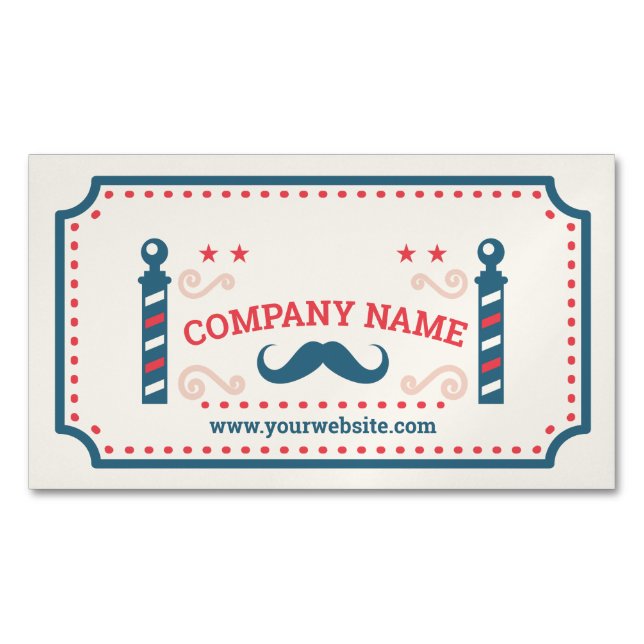 Retro Barbershop Magnetic Business Card (Front)