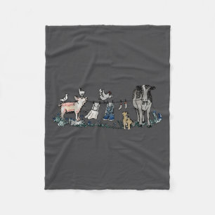 Retro Barnyard Animals Meme Farm Animals Hanging C Fleece Blanket