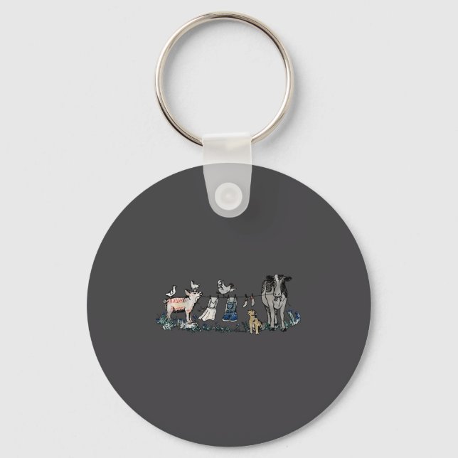 Retro Barnyard Animals Meme Farm Animals Hanging C Key Ring (Front)