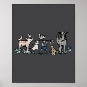 Retro Barnyard Animals Meme Farm Animals Hanging C Poster