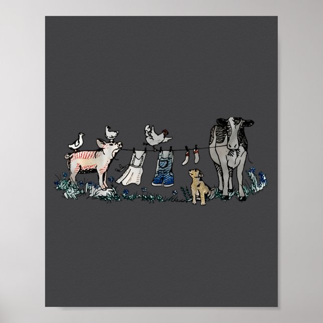Retro Barnyard Animals Meme Farm Animals Hanging C Poster (Front)