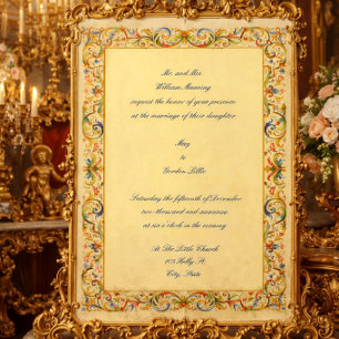 Retro Baroque Rococo 1685 Colour Foliage Wedding Invitation
