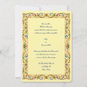 Retro Baroque Rococo 1685 Colour Foliage Wedding Invitation