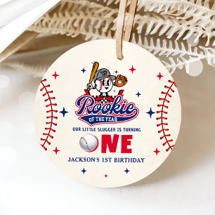 Retro Baseball Boy Birthday Favour Tags