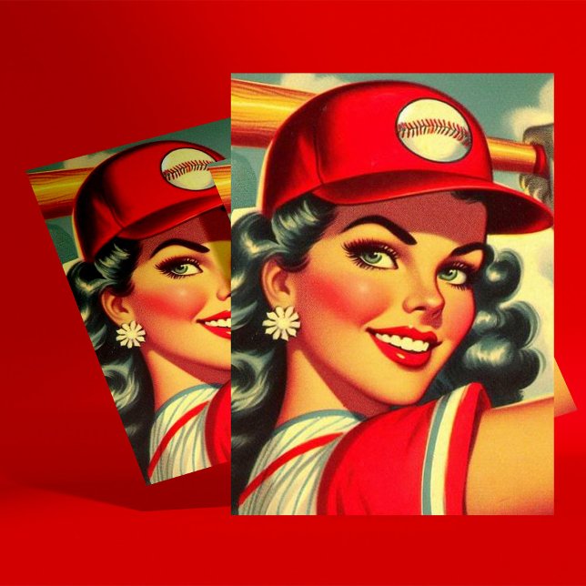 Retro Baseball Girl Postcard (Creator Uploaded)