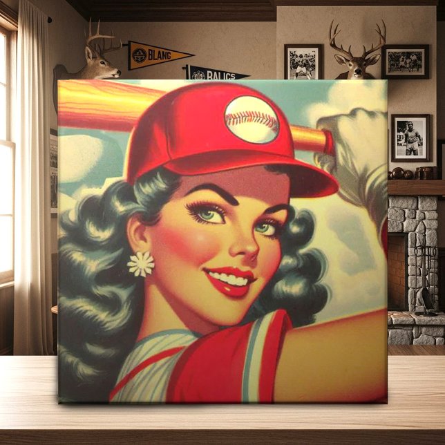 Retro Baseball Girl Tile (Creator Uploaded)
