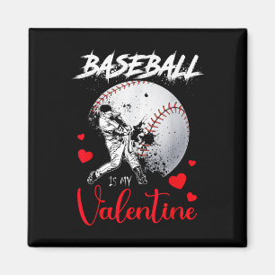 Retro Baseball Is My Valentine Baseball Ball Valen Magnet