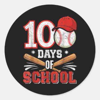 Retro Baseball Lovers Boys 100th Day Of School Pla Classic Round Sticker