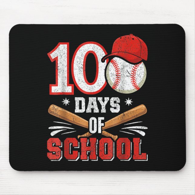 Retro Baseball Lovers Boys 100th Day Of School Pla Mouse Pad (Front)
