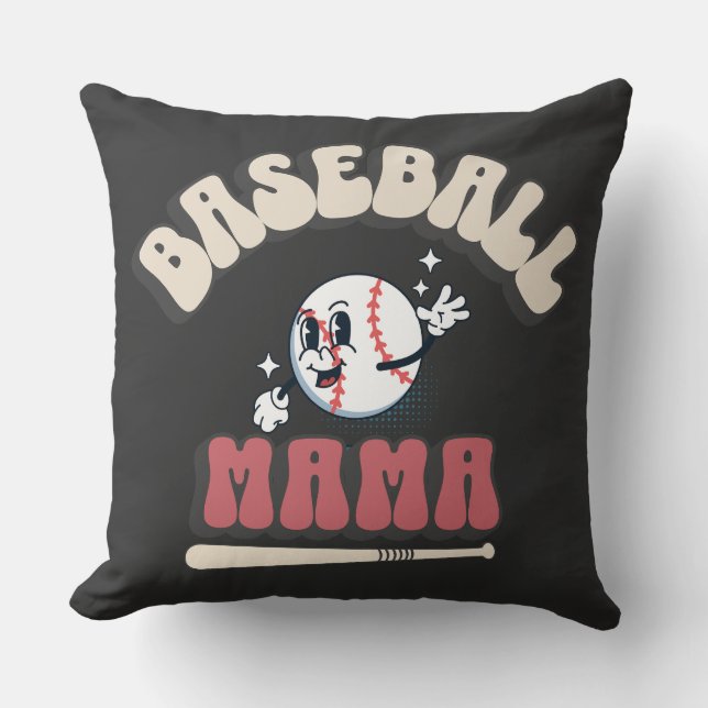 Retro Baseball Mama Cushion (Front)