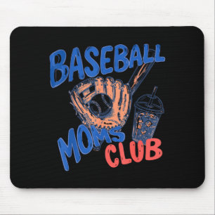 Retro Baseball Moms Club Iced Coffee Sports Mum Mouse Pad