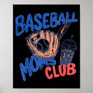 Retro Baseball Moms Club Iced Coffee Srts Mum Poster