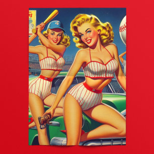 Retro Baseball Pin-ups Tissue Paper