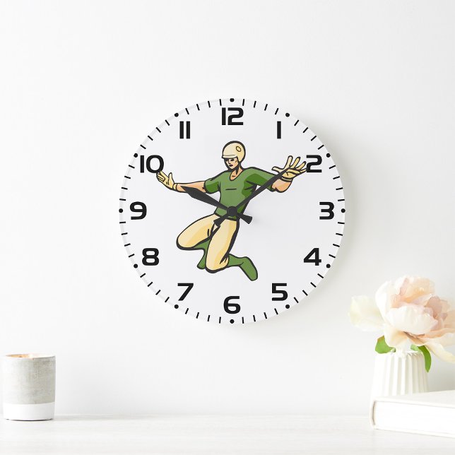 Retro Baseball Player Vintage Sports Graphic Large Clock (Creator Uploaded)