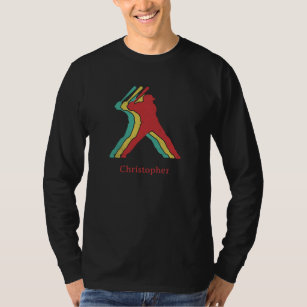 Retro Baseball player vintage vivid colours black T-Shirt