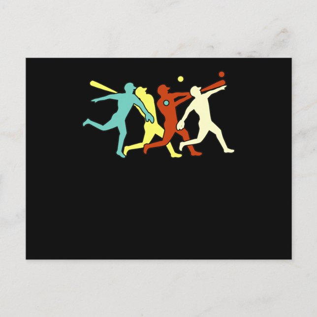 Retro Baseball Players USA Flag Sports Lover Coach Postcard (Front)