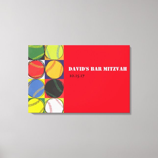 Retro Baseball Sign-In Canvas Board (Front)