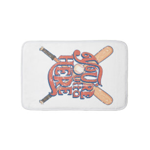 Retro Baseball Softball Fan Design Bath Mat