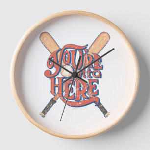 Retro Baseball Softball Fan Design Clock