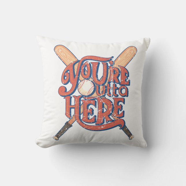 Retro Baseball Softball Fan Design Cushion (Front)