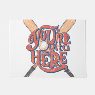 Retro Baseball Softball Fan Design Doormat