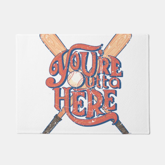 Retro Baseball Softball Fan Design Doormat (Front)