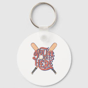 Retro Baseball Softball Fan Design Key Ring