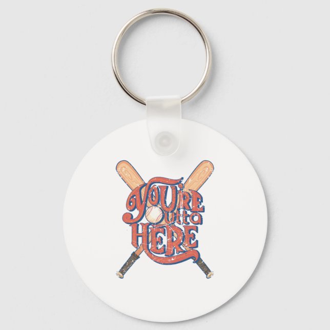 Retro Baseball Softball Fan Design Key Ring (Front)
