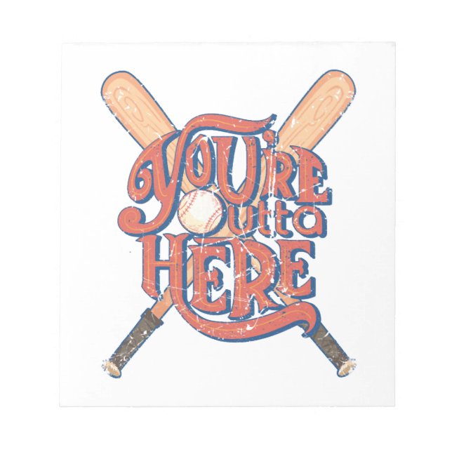 Retro Baseball Softball Fan Design Notepad (Front)