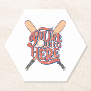 Retro Baseball Softball Fan Design Paper Coaster
