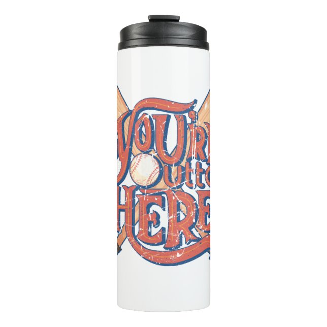Retro Baseball Softball Fan Design Thermal Tumbler (Front)