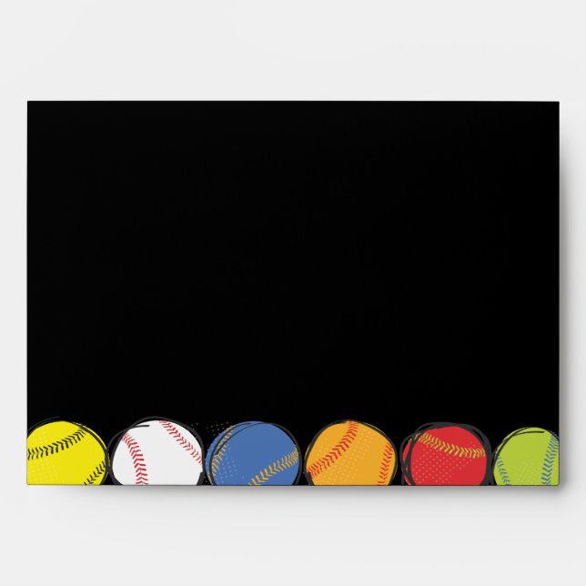 Retro Baseball Themed Bar Bat Mitzvah Envelope (Front)