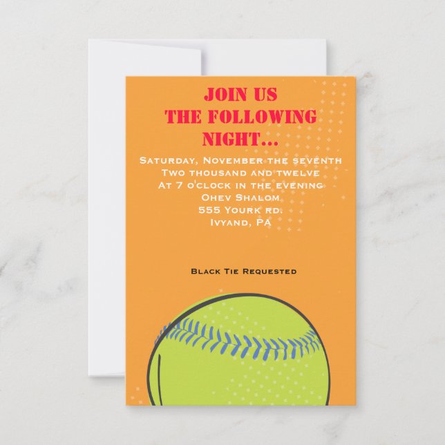 Retro Baseball Themed Bar Bat Mitzvah Party card (Front)