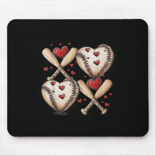 Retro Baseball Valentines Day Xoxo Funny Kids Boys Mouse Pad