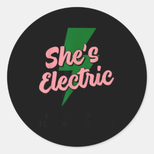 Retro Basic Lightning Quote She Electric Funny Sim Classic Round Sticker