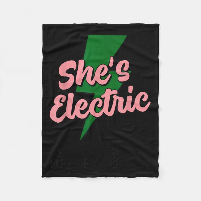 Retro Basic Lightning Quote She Electric Funny Sim Fleece Blanket (Front)