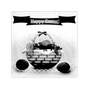 Retro. Basket with Easter eggs Self-inking Stamp