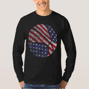 Retro Basketball American Flag July 4th Usa Sport T-Shirt