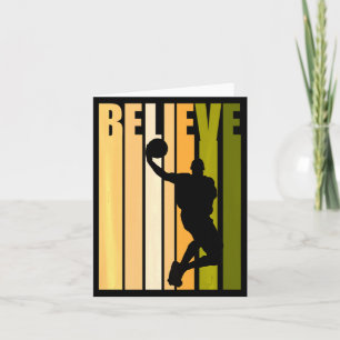 Retro basketball believe birthday boy mens dad mot card