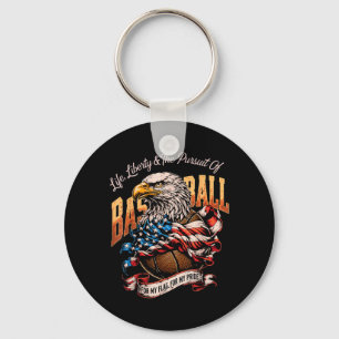 Retro Basketball Eagle American Flag Patriotic USA Key Ring