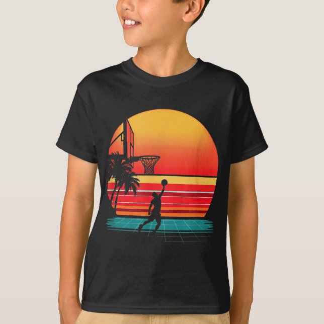 Retro Basketball Sunset  T-Shirt (Front)